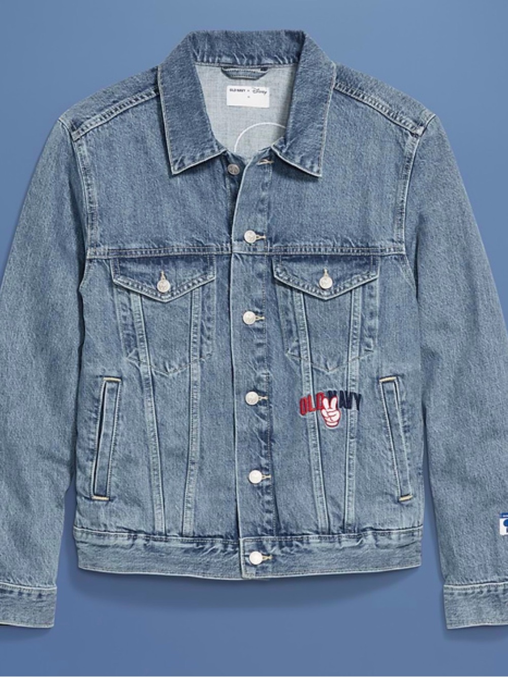 Old Navy Light Blue Denim Jacket with Embroidered Patch